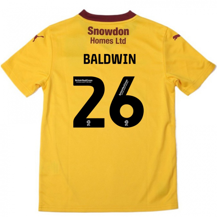 Niño Camiseta Jack Baldwin #26 Naranja Borgoña 2ª Equipación 2024/25 La Camisa Argentina