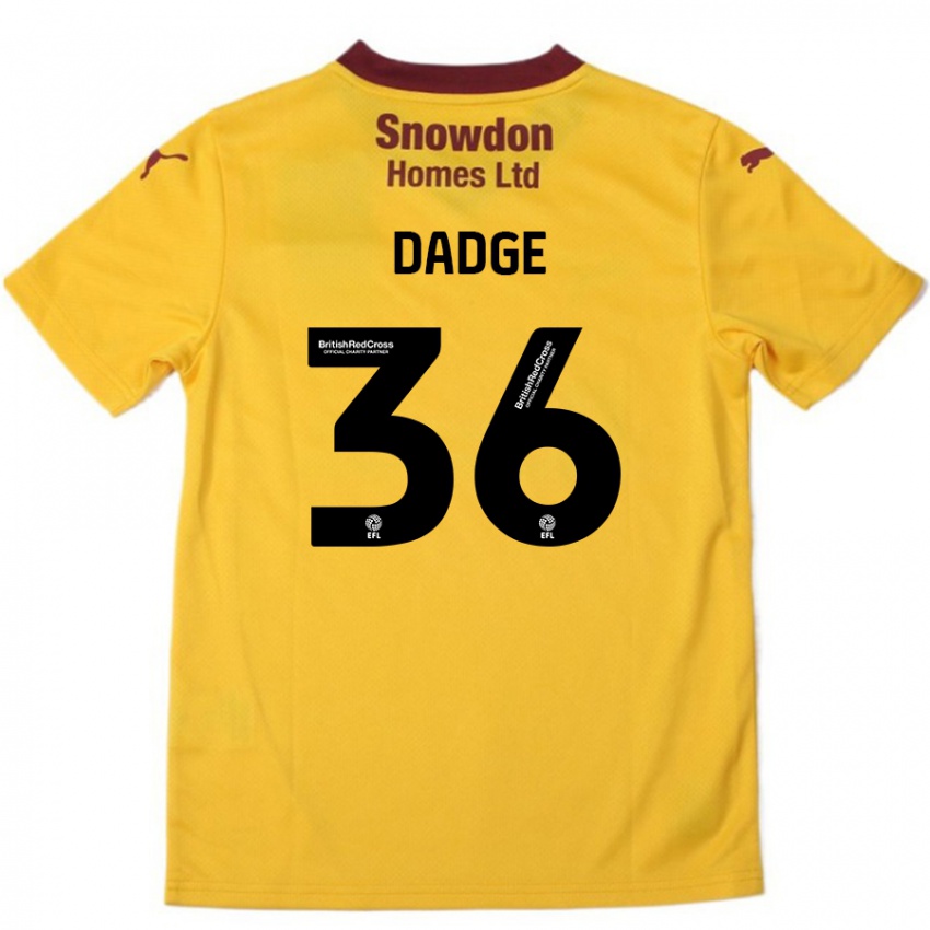 Niño Camiseta James Dadge #36 Naranja Borgoña 2ª Equipación 2024/25 La Camisa Argentina