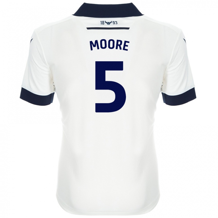 Niño Camiseta Elliott Moore #5 Blanco Azul Marino 2ª Equipación 2024/25 La Camisa Argentina