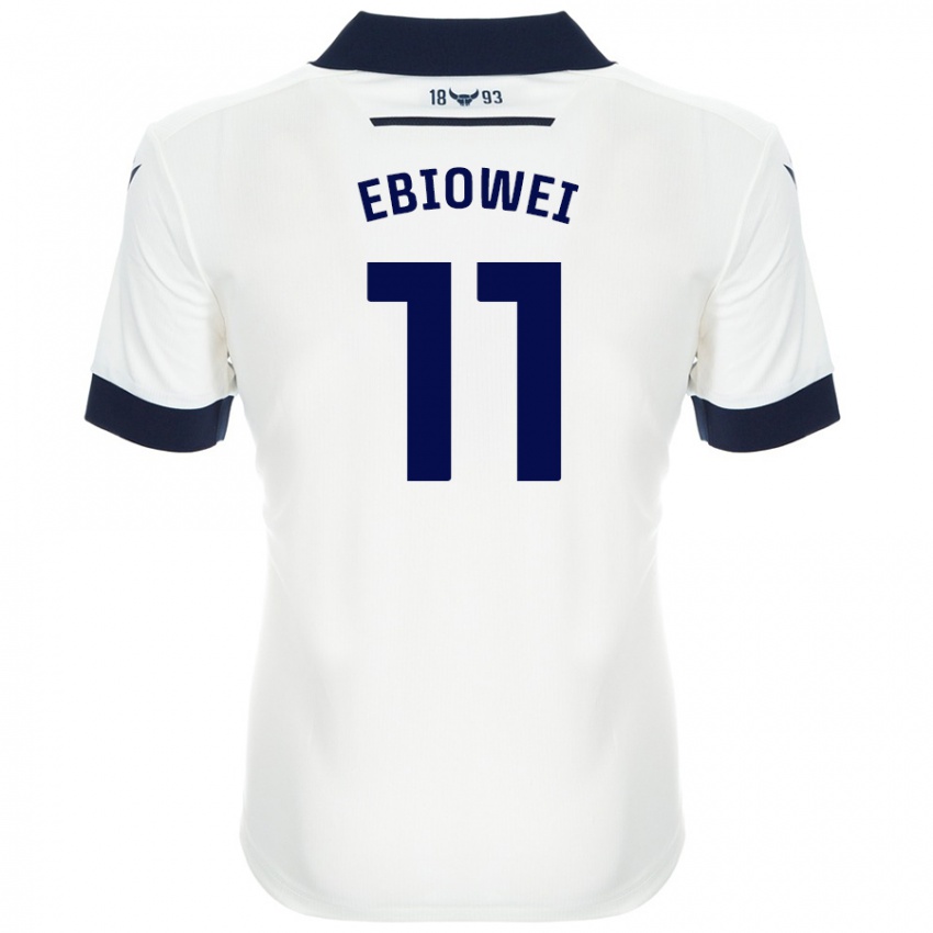 Niño Camiseta Malcolm Ebiowei #11 Blanco Azul Marino 2ª Equipación 2024/25 La Camisa Argentina