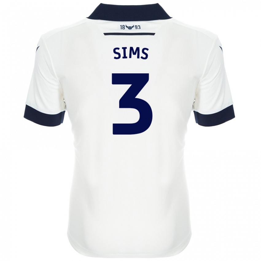 Niño Camiseta Gemma Sims #3 Blanco Azul Marino 2ª Equipación 2024/25 La Camisa Argentina