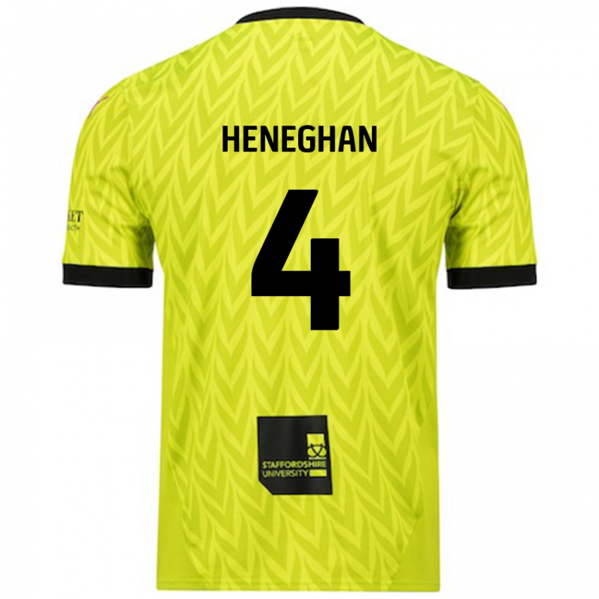 Niño Camiseta Ben Heneghan #4 Verde Fluorescente 2ª Equipación 2024/25 La Camisa Argentina