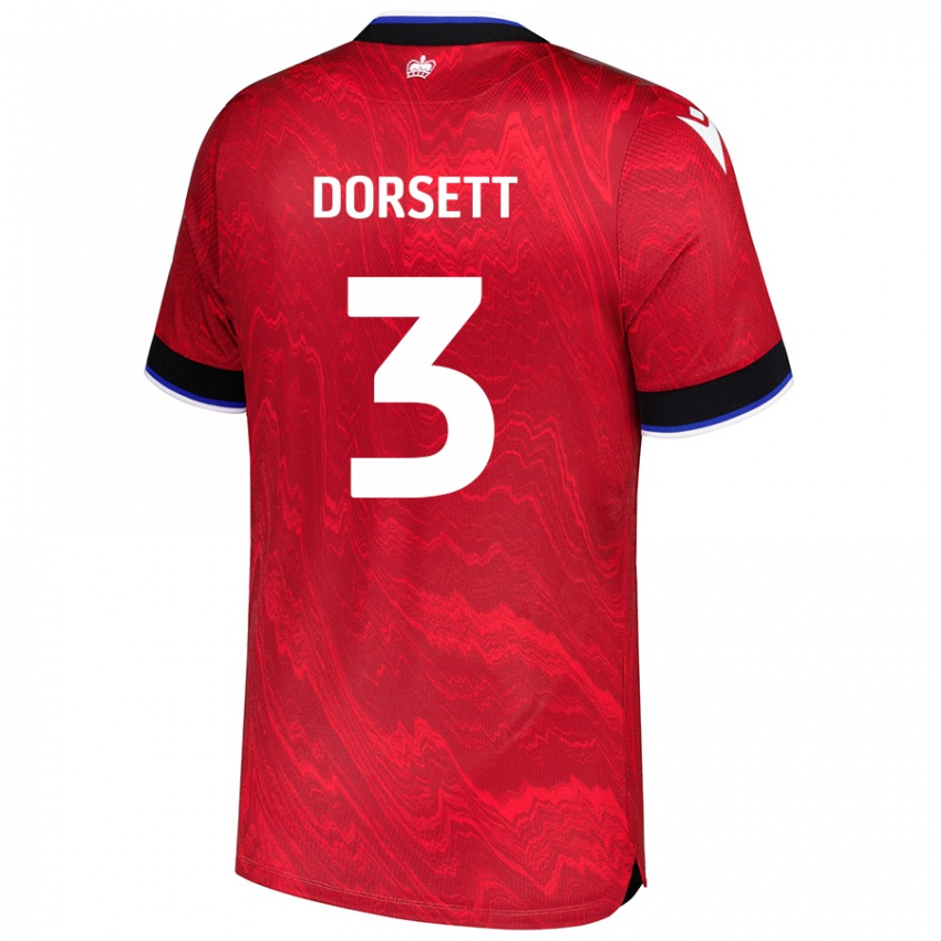 Niño Camiseta Jeriel Dorsett #3 Rojo Negro 2ª Equipación 2024/25 La Camisa Argentina