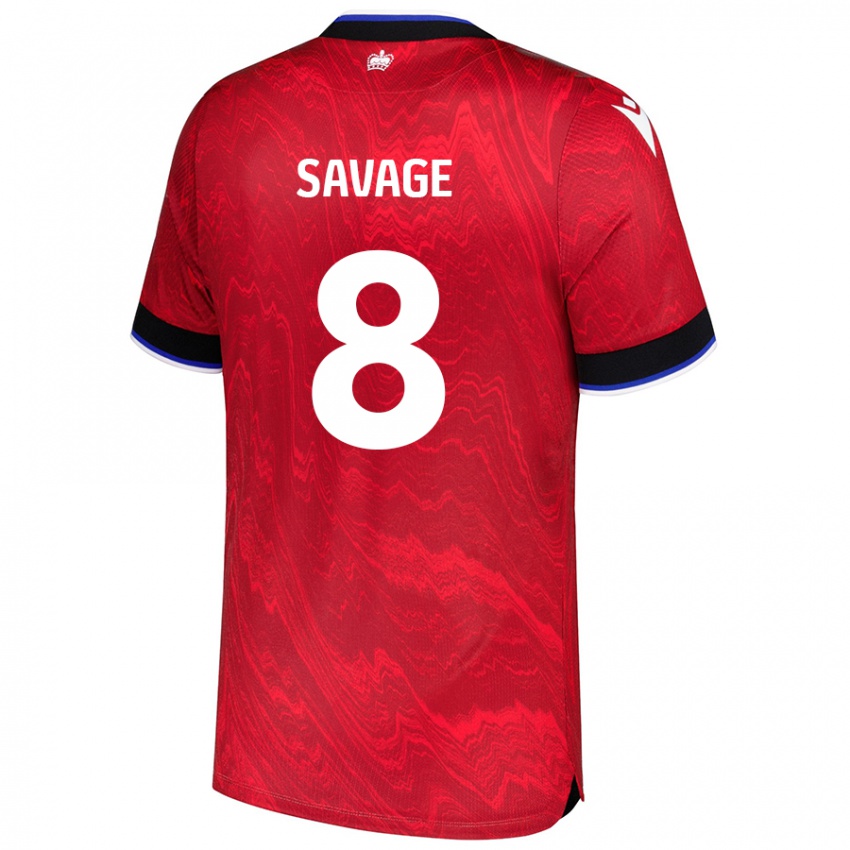 Niño Camiseta Charlie Savage #8 Rojo Negro 2ª Equipación 2024/25 La Camisa Argentina