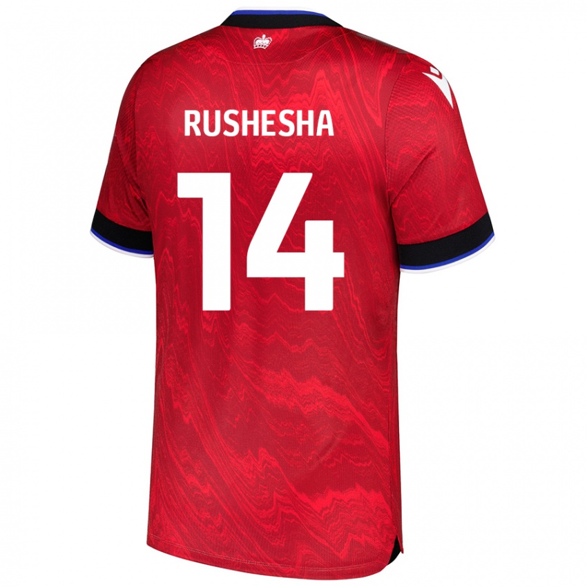 Niño Camiseta Tivonge Rushesha #14 Rojo Negro 2ª Equipación 2024/25 La Camisa Argentina