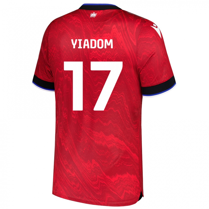 Niño Camiseta Andy Yiadom #17 Rojo Negro 2ª Equipación 2024/25 La Camisa Argentina