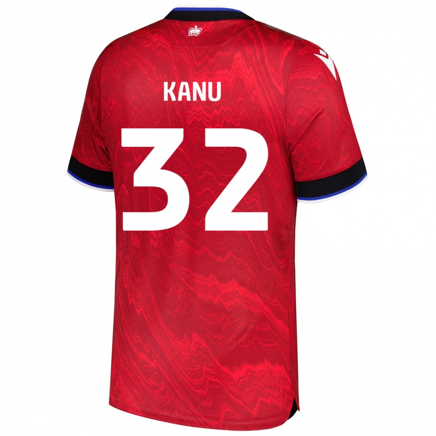 Niño Camiseta Abraham Kanu #32 Rojo Negro 2ª Equipación 2024/25 La Camisa Argentina