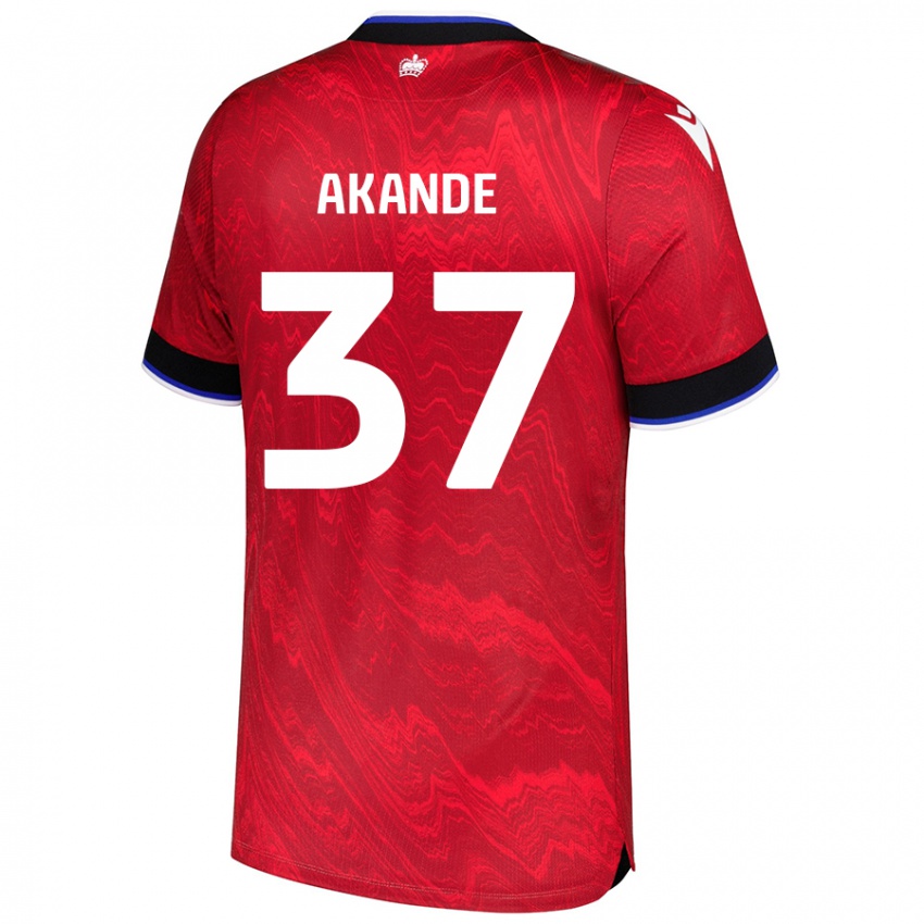 Niño Camiseta Adrian Akande #37 Rojo Negro 2ª Equipación 2024/25 La Camisa Argentina