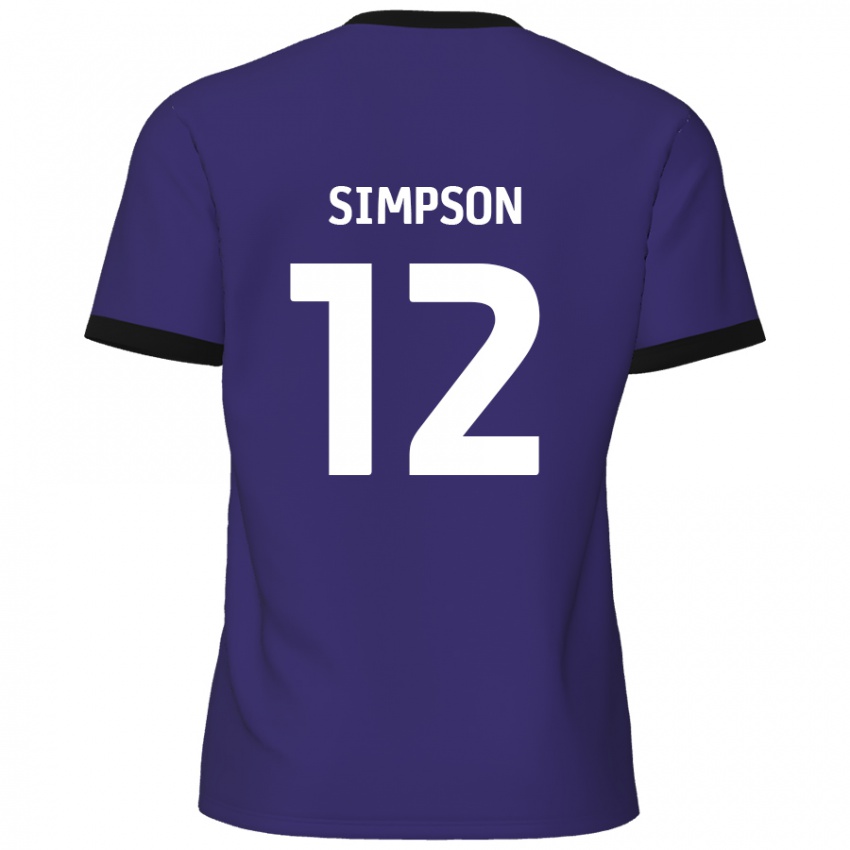 Niño Camiseta Tyreece Simpson #12 Púrpura 2ª Equipación 2024/25 La Camisa Argentina