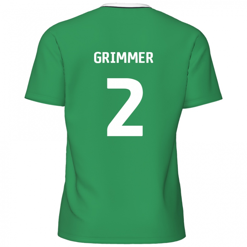 Niño Camiseta Jack Grimmer #2 Verde Rayas Blancas 2ª Equipación 2024/25 La Camisa Argentina