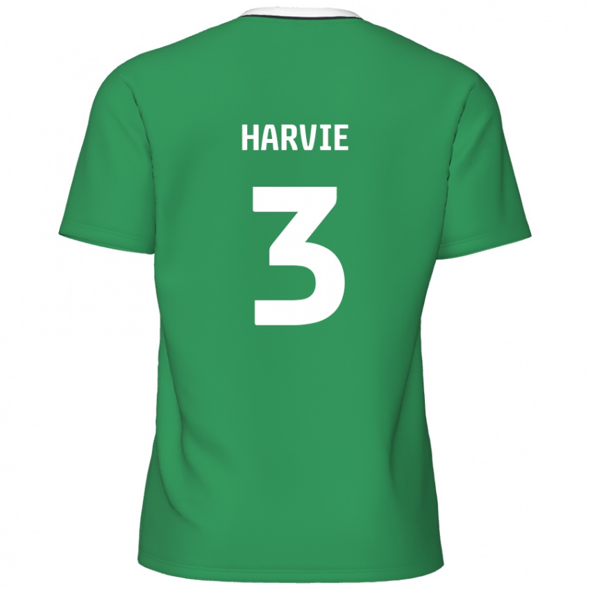 Niño Camiseta Daniel Harvie #3 Verde Rayas Blancas 2ª Equipación 2024/25 La Camisa Argentina