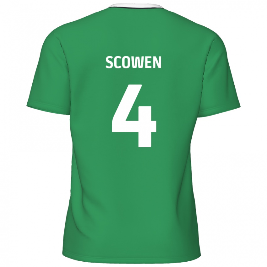 Niño Camiseta Josh Scowen #4 Verde Rayas Blancas 2ª Equipación 2024/25 La Camisa Argentina