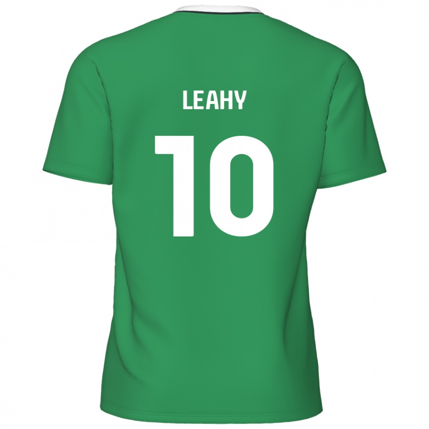 Niño Camiseta Luke Leahy #10 Verde Rayas Blancas 2ª Equipación 2024/25 La Camisa Argentina