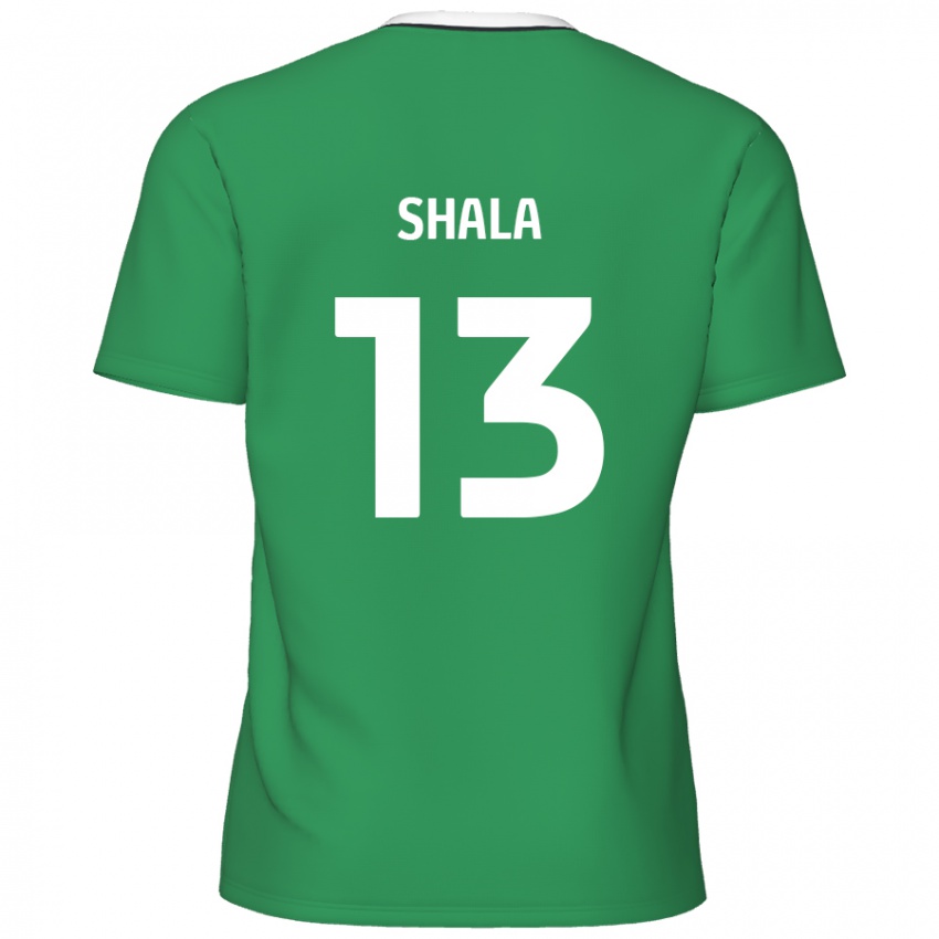 Niño Camiseta Laurence Shala #13 Verde Rayas Blancas 2ª Equipación 2024/25 La Camisa Argentina