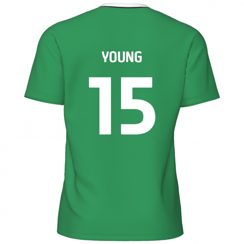 Niño Camiseta Jack Young #15 Verde Rayas Blancas 2ª Equipación 2024/25 La Camisa Argentina