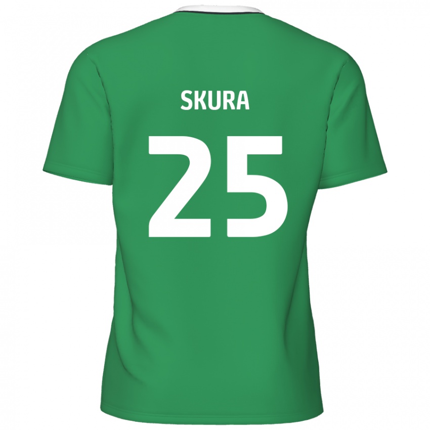 Niño Camiseta Declan Skura #25 Verde Rayas Blancas 2ª Equipación 2024/25 La Camisa Argentina