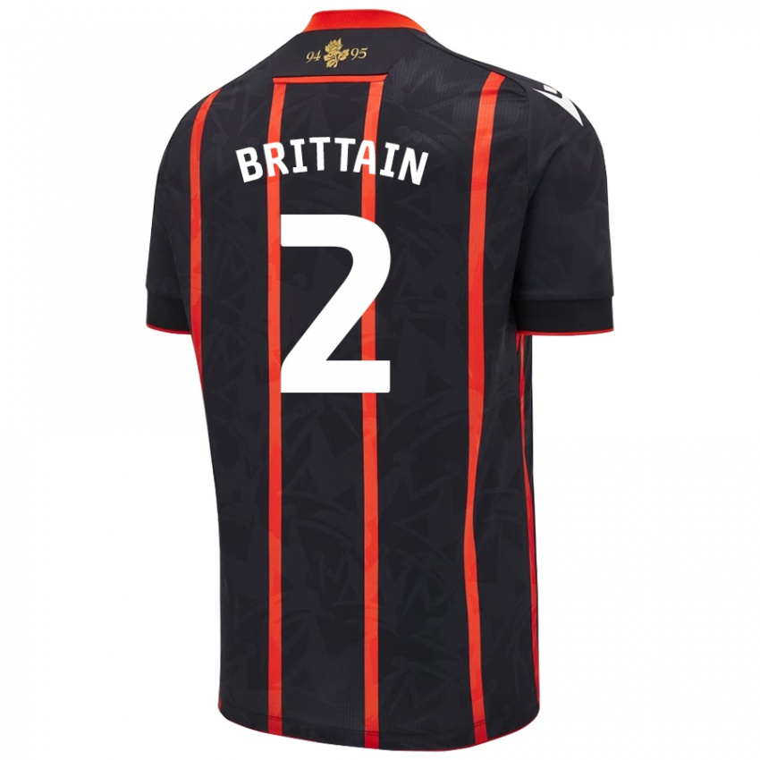 Niño Camiseta Callum Brittain #2 Negro Rojo 2ª Equipación 2024/25 La Camisa Argentina