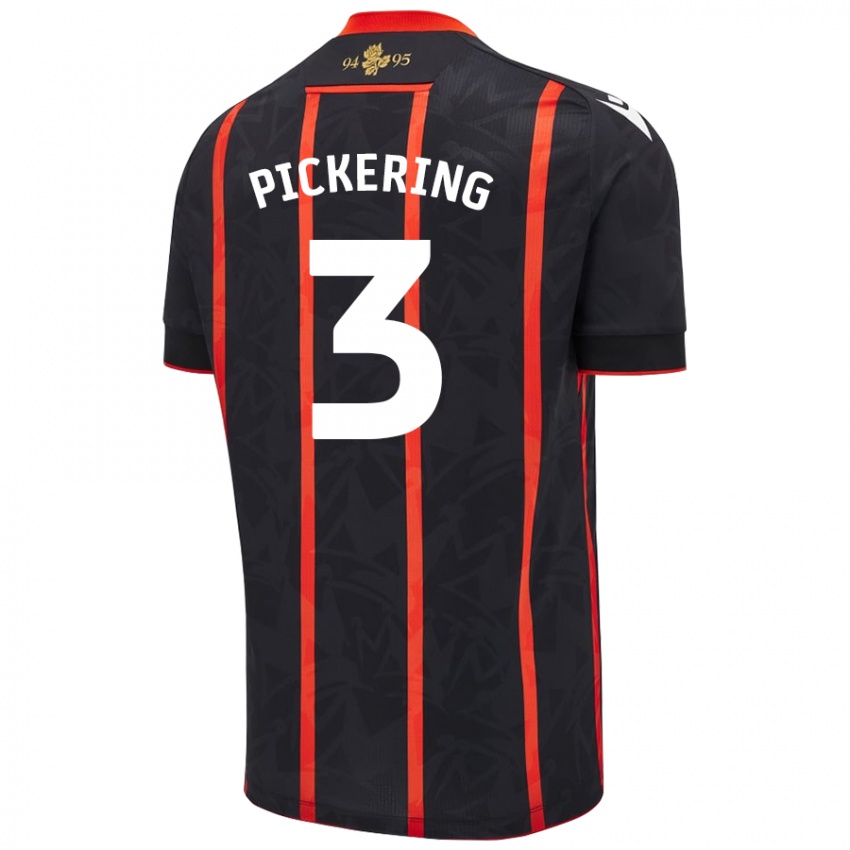 Niño Camiseta Harry Pickering #3 Negro Rojo 2ª Equipación 2024/25 La Camisa Argentina