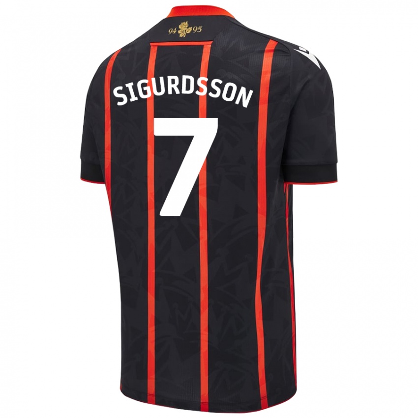 Niño Camiseta Arnór Sigurdsson #7 Negro Rojo 2ª Equipación 2024/25 La Camisa Argentina