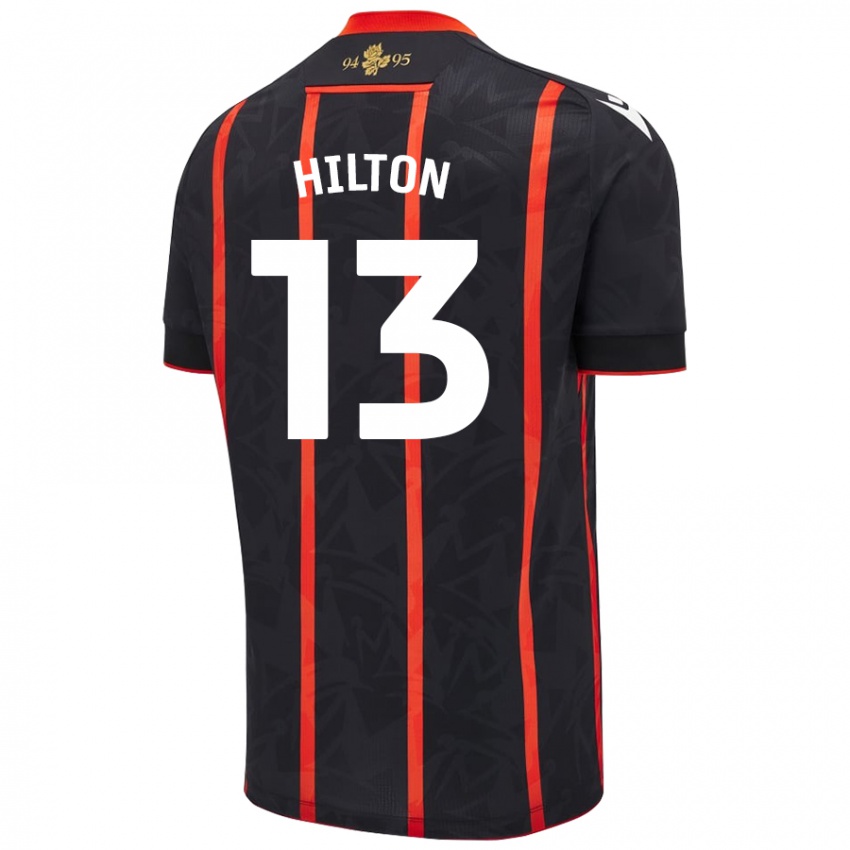 Niño Camiseta Joe Hilton #13 Negro Rojo 2ª Equipación 2024/25 La Camisa Argentina