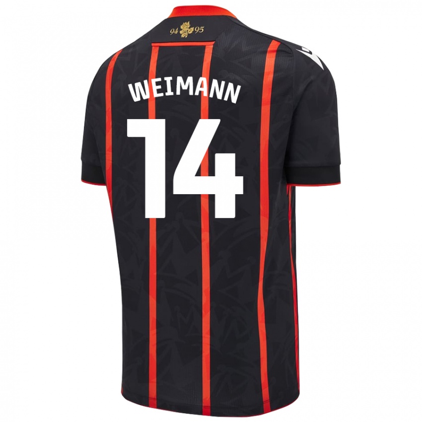 Niño Camiseta Andreas Weimann #14 Negro Rojo 2ª Equipación 2024/25 La Camisa Argentina