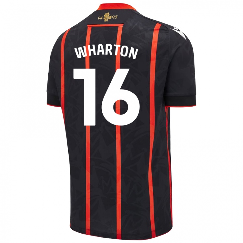 Niño Camiseta Scott Wharton #16 Negro Rojo 2ª Equipación 2024/25 La Camisa Argentina