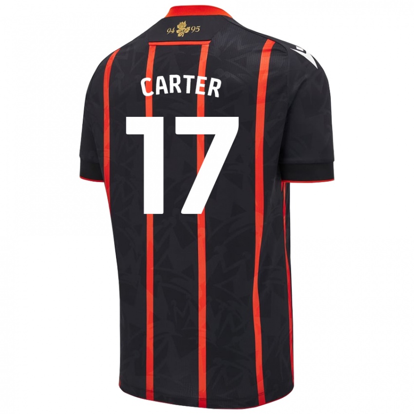 Niño Camiseta Hayden Carter #17 Negro Rojo 2ª Equipación 2024/25 La Camisa Argentina