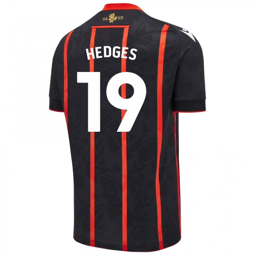 Niño Camiseta Ryan Hedges #19 Negro Rojo 2ª Equipación 2024/25 La Camisa Argentina