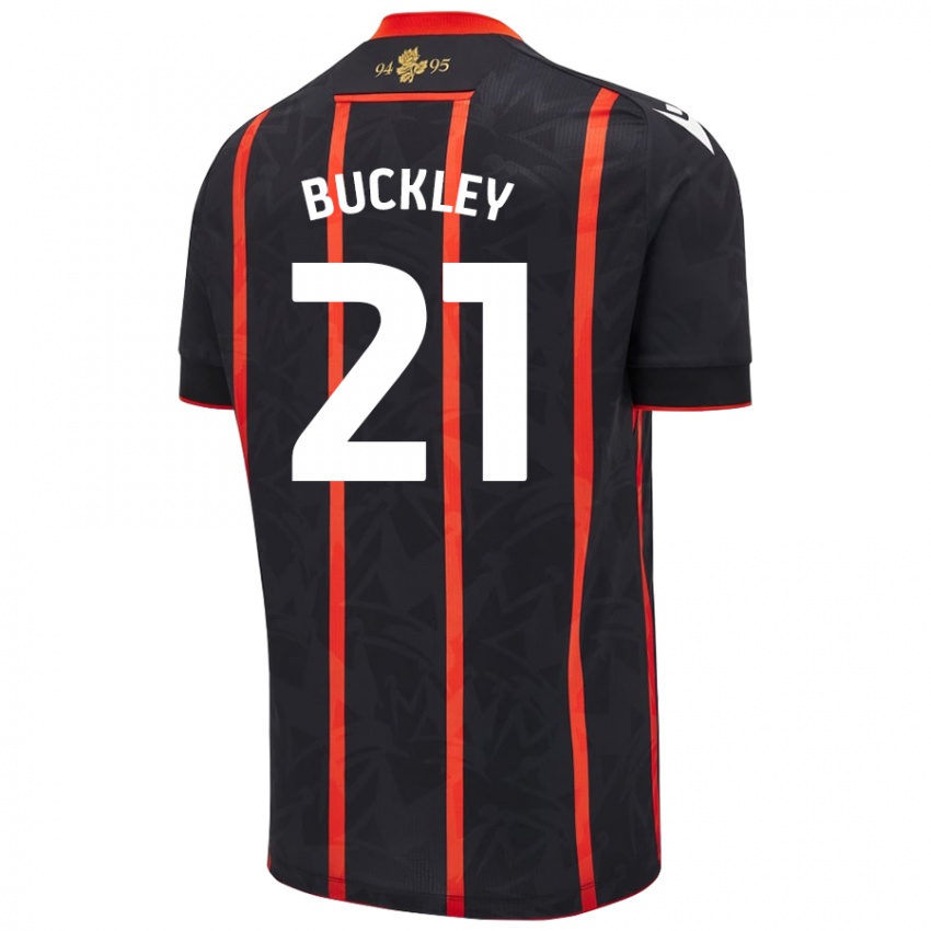 Niño Camiseta John Buckley #21 Negro Rojo 2ª Equipación 2024/25 La Camisa Argentina