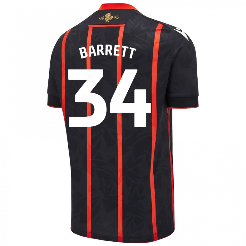 Niño Camiseta Jack Barrett #34 Negro Rojo 2ª Equipación 2024/25 La Camisa Argentina