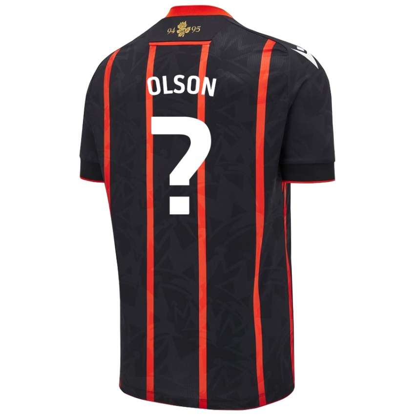 Niño Camiseta Charlie Olson #0 Negro Rojo 2ª Equipación 2024/25 La Camisa Argentina