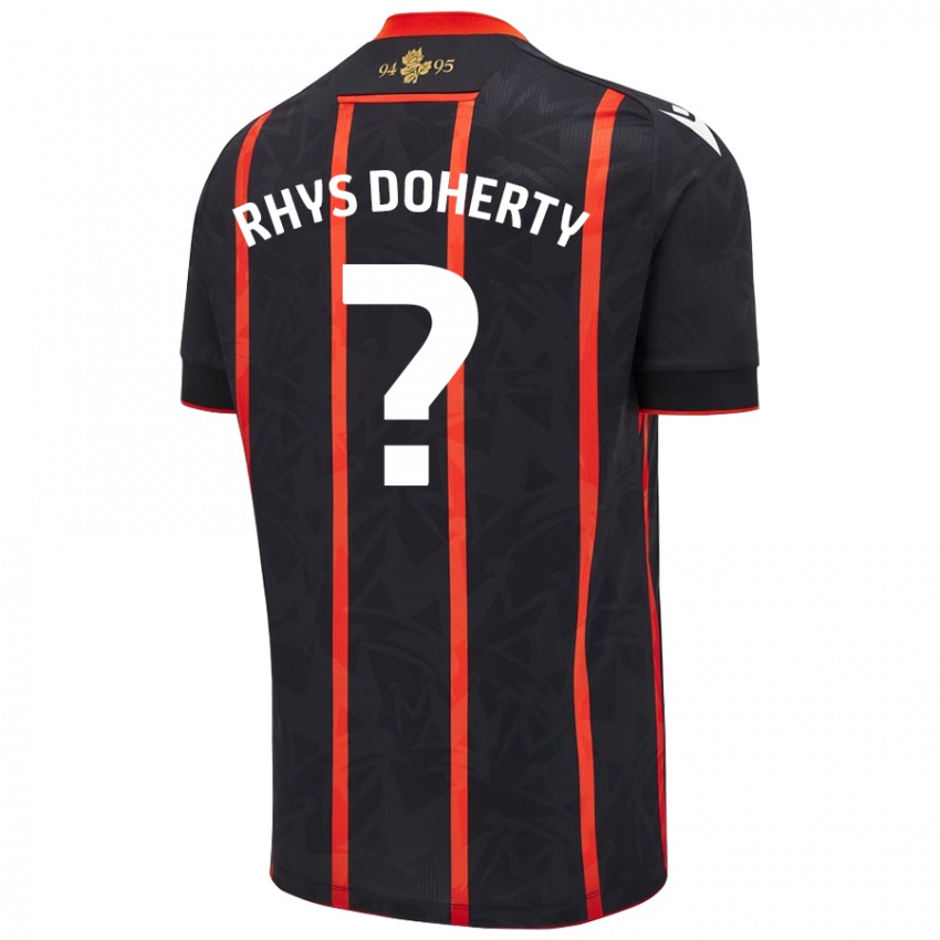 Niño Camiseta Rhys Doherty #0 Negro Rojo 2ª Equipación 2024/25 La Camisa Argentina