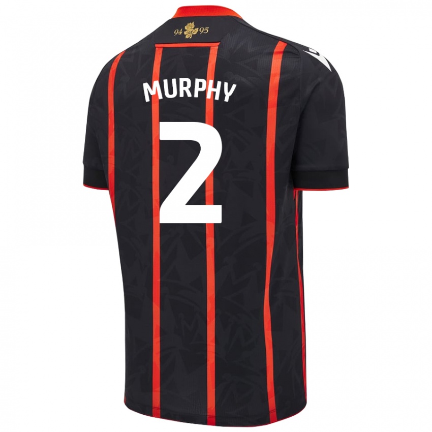 Niño Camiseta Niamh Murphy #2 Negro Rojo 2ª Equipación 2024/25 La Camisa Argentina