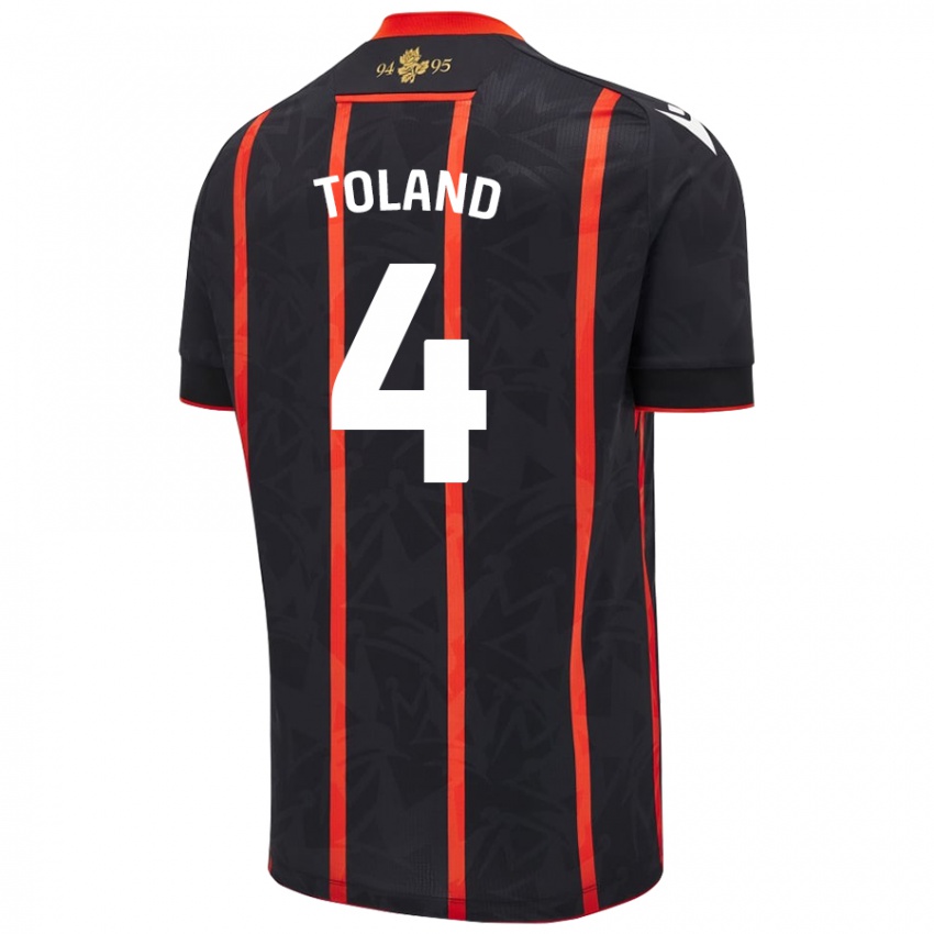 Niño Camiseta Tyler Toland #4 Negro Rojo 2ª Equipación 2024/25 La Camisa Argentina