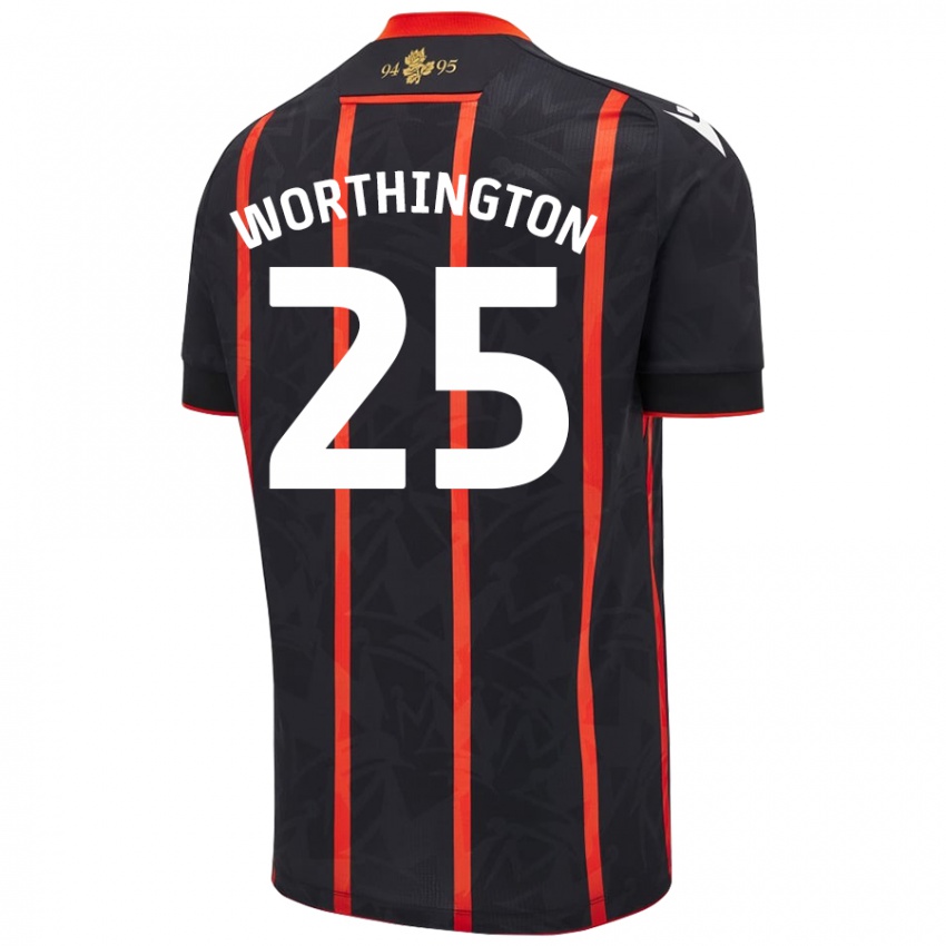 Niño Camiseta Nicola Worthington #25 Negro Rojo 2ª Equipación 2024/25 La Camisa Argentina