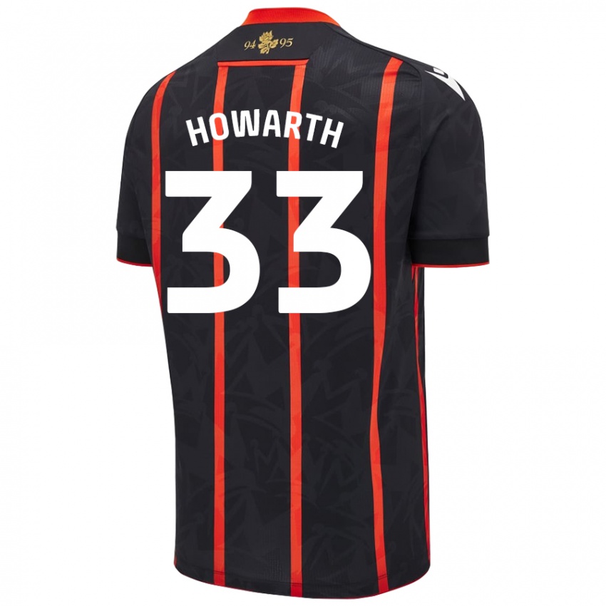 Niño Camiseta Taylor Howarth #33 Negro Rojo 2ª Equipación 2024/25 La Camisa Argentina