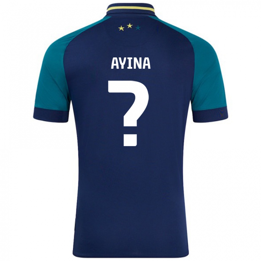 Niño Camiseta Loick Ayina #0 Azul Marino Verde Oscuro 2ª Equipación 2024/25 La Camisa Argentina