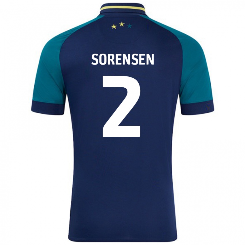 Niño Camiseta Lasse Sörensen #2 Azul Marino Verde Oscuro 2ª Equipación 2024/25 La Camisa Argentina