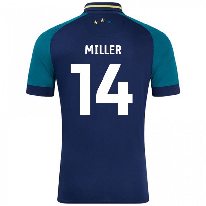 Niño Camiseta Mickel Miller #14 Azul Marino Verde Oscuro 2ª Equipación 2024/25 La Camisa Argentina