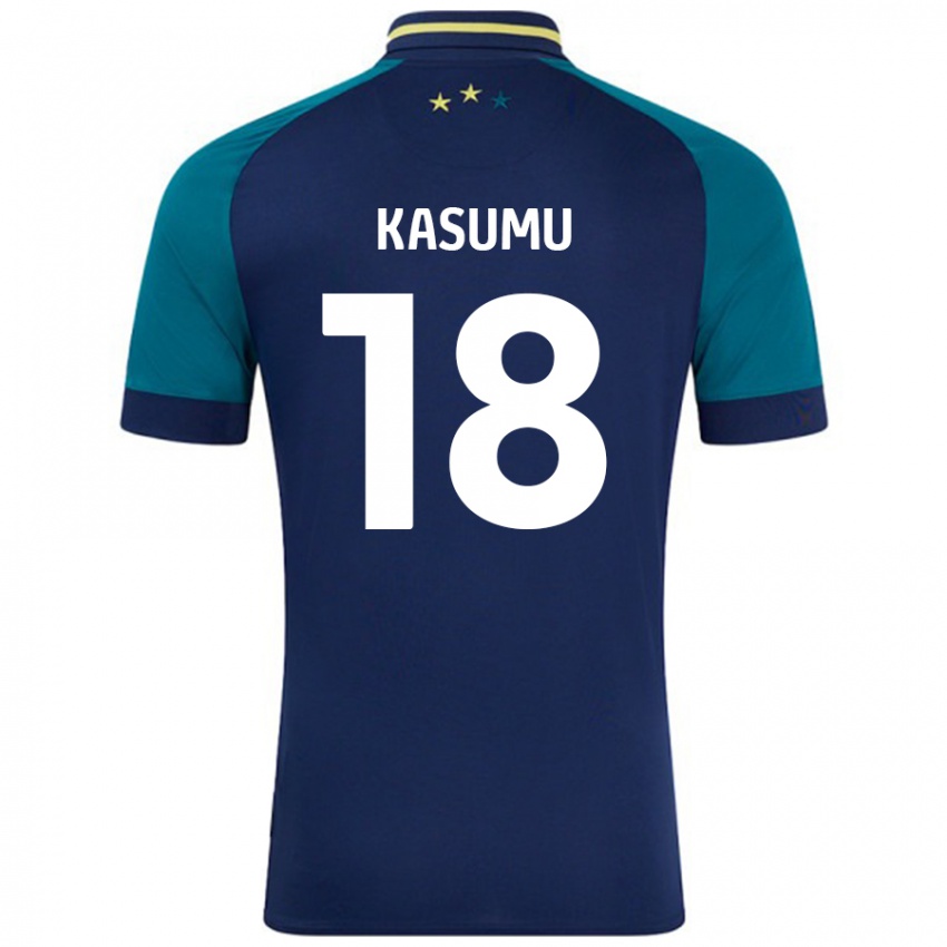 Niño Camiseta David Kasumu #18 Azul Marino Verde Oscuro 2ª Equipación 2024/25 La Camisa Argentina