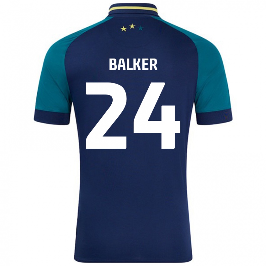 Niño Camiseta Radinio Balker #24 Azul Marino Verde Oscuro 2ª Equipación 2024/25 La Camisa Argentina