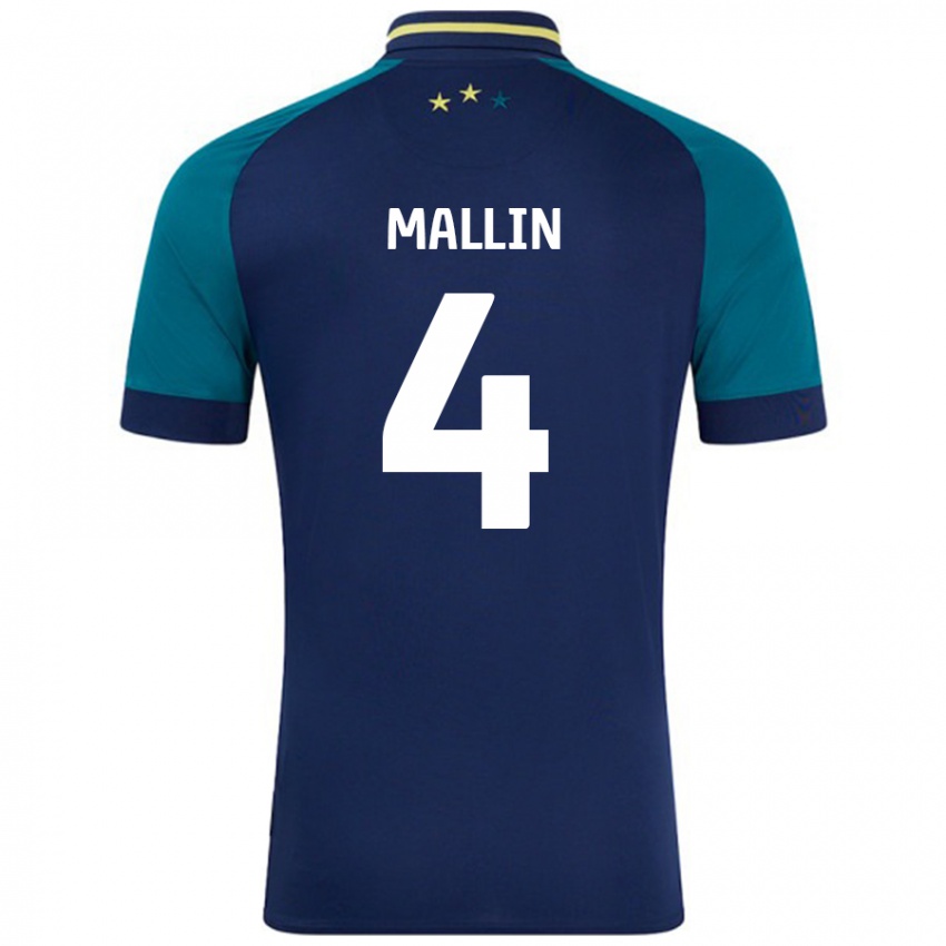 Niño Camiseta Kate Mallin #4 Azul Marino Verde Oscuro 2ª Equipación 2024/25 La Camisa Argentina