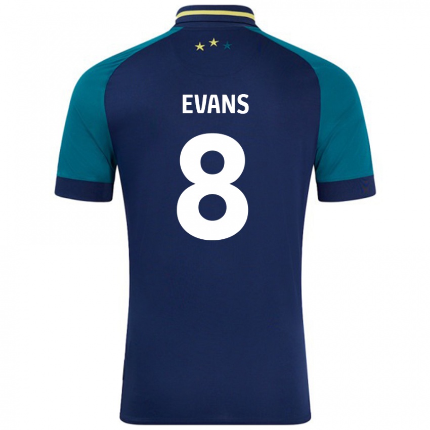 Niño Camiseta Charley Evans #8 Azul Marino Verde Oscuro 2ª Equipación 2024/25 La Camisa Argentina