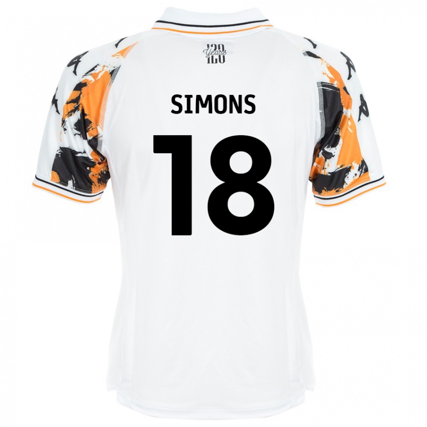 Niño Camiseta Xavier Simons #18 Blanco 2ª Equipación 2024/25 La Camisa Argentina