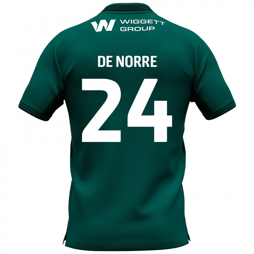 Niño Camiseta Casper De Norre #24 Verde 2ª Equipación 2024/25 La Camisa Argentina