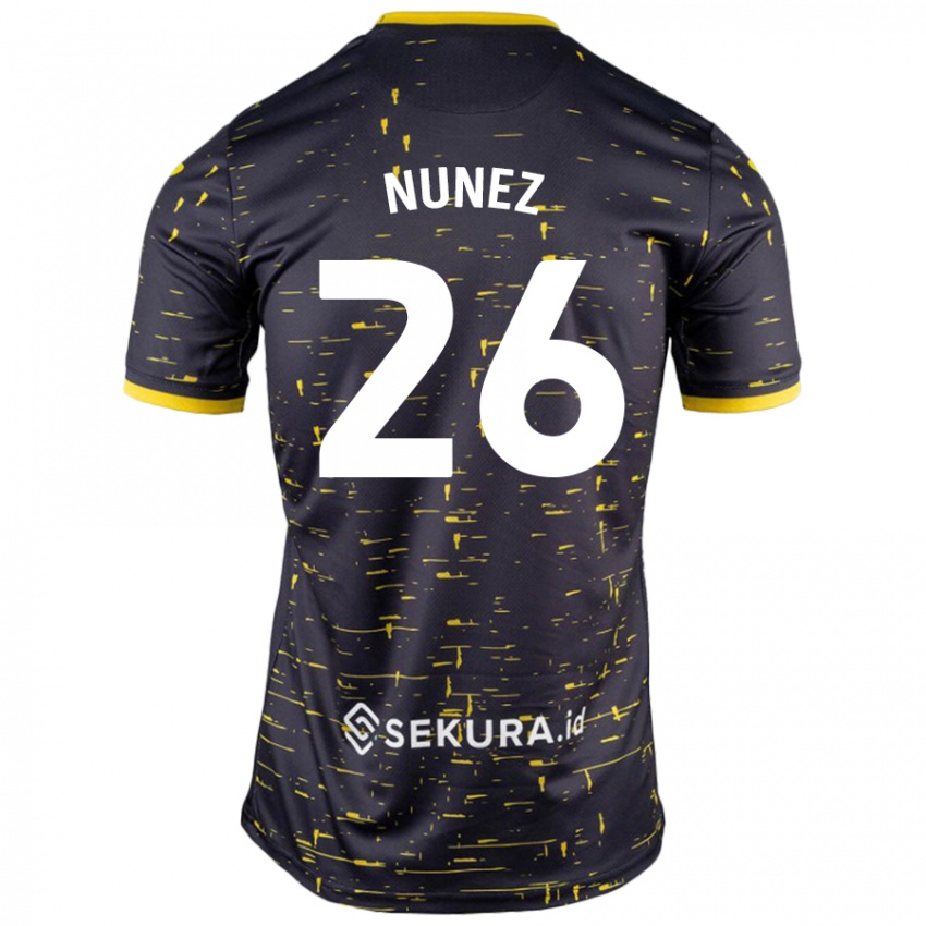 Niño Camiseta Marcelino Núñez #26 Negro Amarillo 2ª Equipación 2024/25 La Camisa Argentina