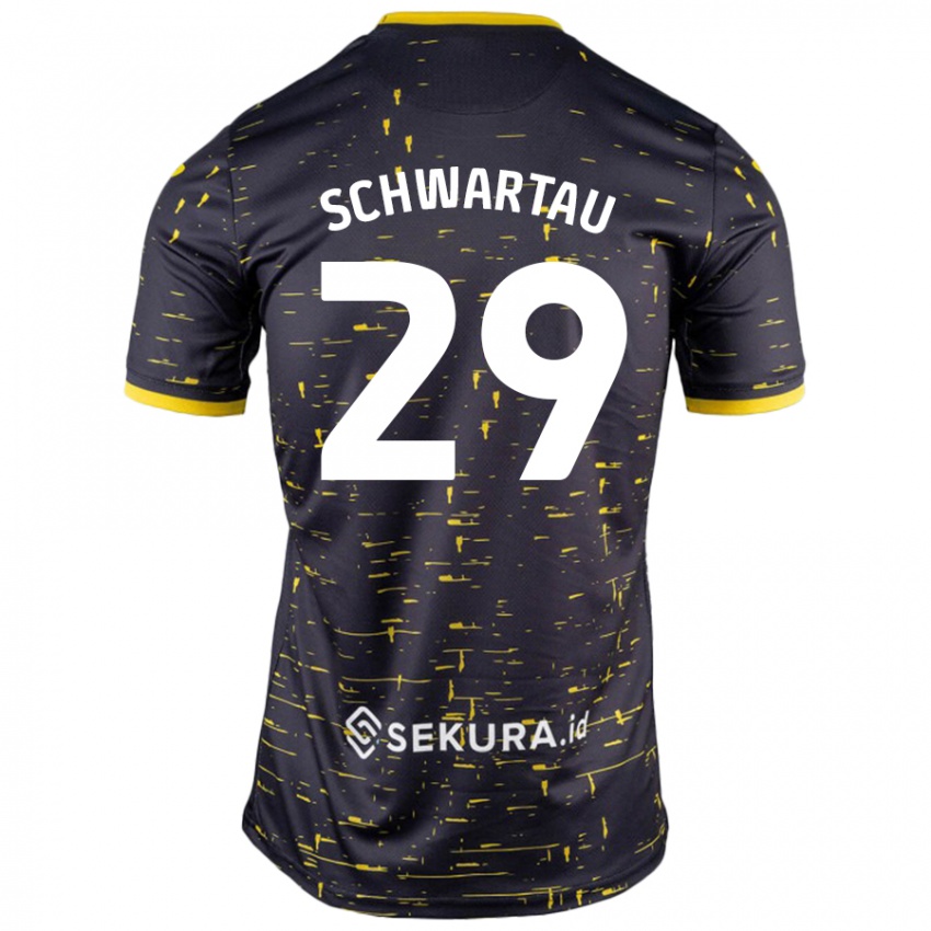 Niño Camiseta Oscar Schwartau #29 Negro Amarillo 2ª Equipación 2024/25 La Camisa Argentina