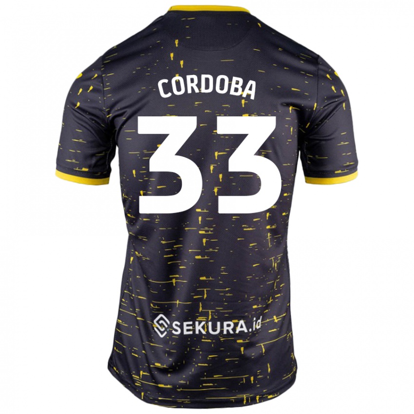 Niño Camiseta José Córdoba #33 Negro Amarillo 2ª Equipación 2024/25 La Camisa Argentina