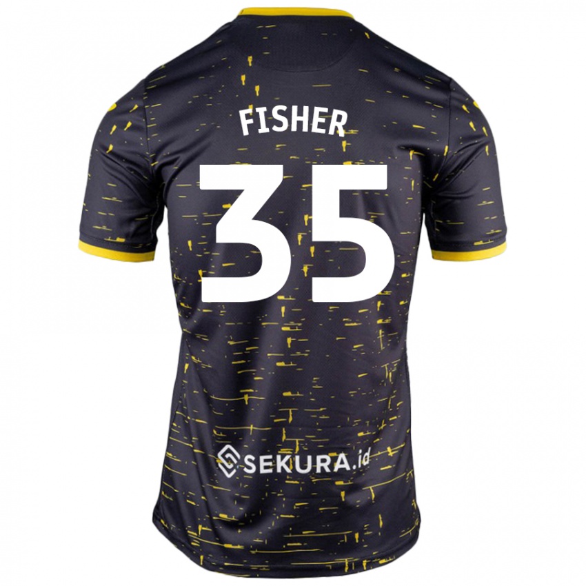 Niño Camiseta Kellen Fisher #35 Negro Amarillo 2ª Equipación 2024/25 La Camisa Argentina