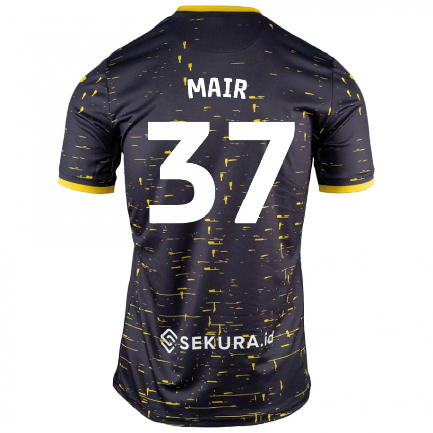 Niño Camiseta Archie Mair #37 Negro Amarillo 2ª Equipación 2024/25 La Camisa Argentina